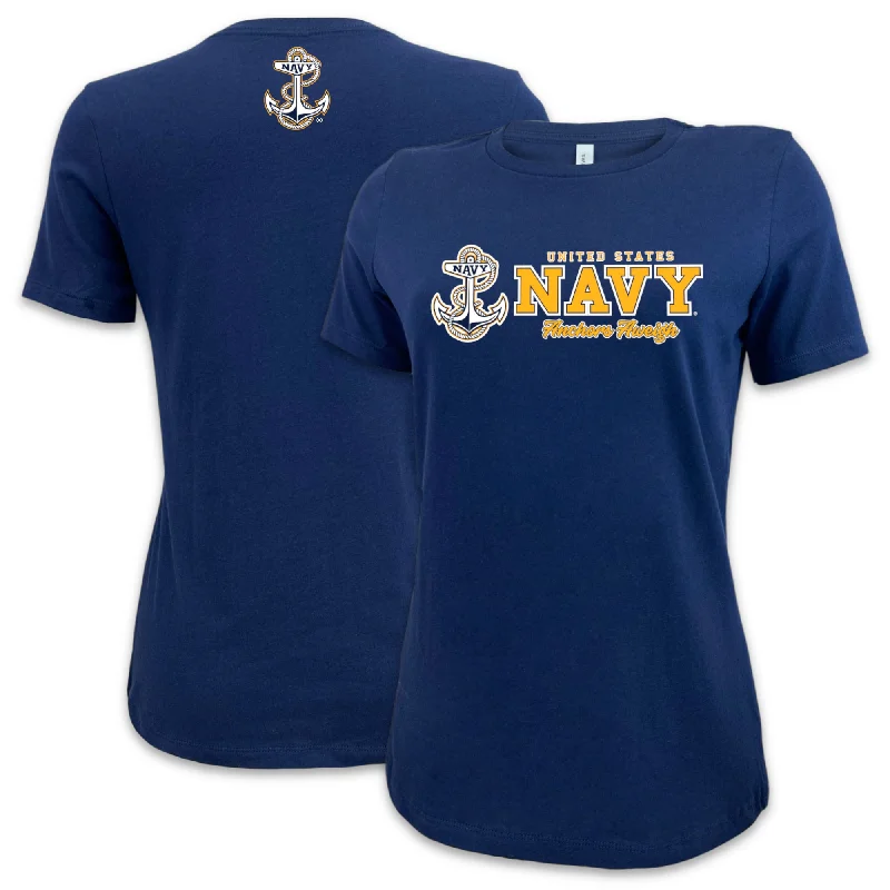 Navy Ladies Duo T-Shirt Welt Pockets Slit Pockets Flap Pockets