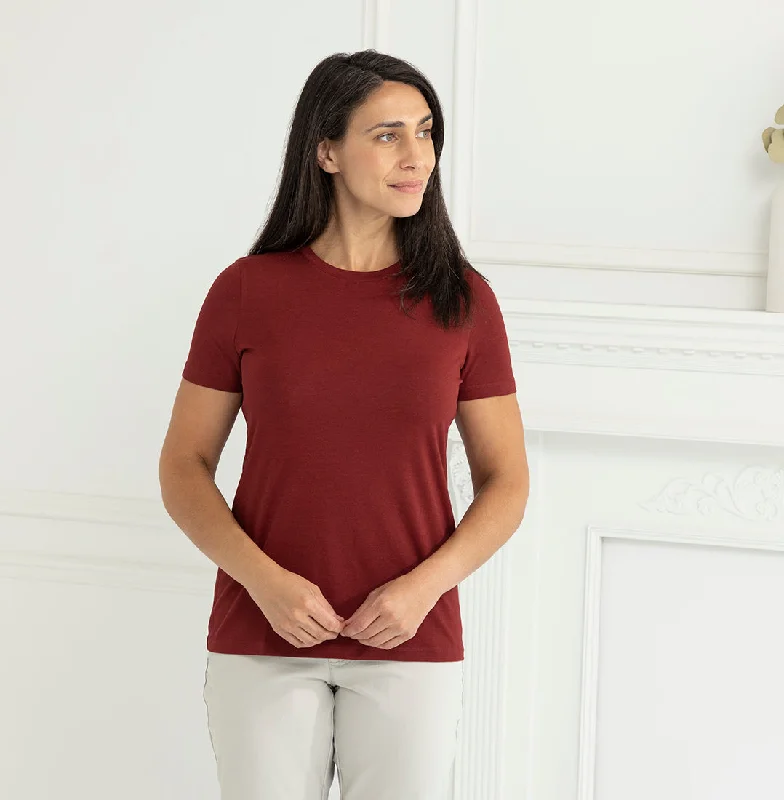 Threshold Crew Neck T-Shirt Standard Fit - Deep Maroon Oversized T-Shirt Spandex breathable