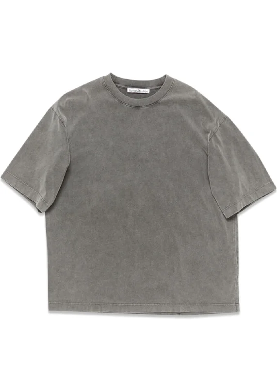 Crew neck tshirt relaxed unisex fit - Faded Black Graphic T-Shirt Round Neck Polyester