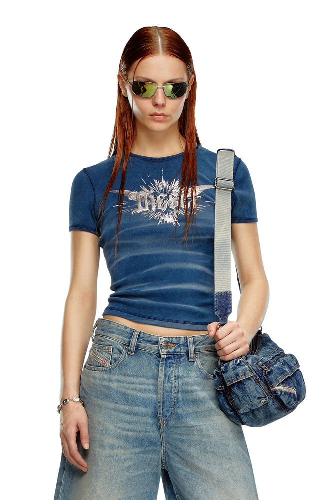 T-Shirt With Winged Diesel Foil Print Fashionable Trendy Casual