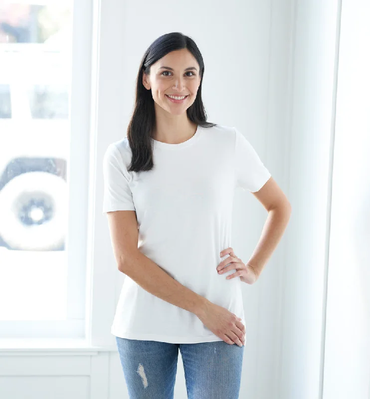 Threshold Crew Neck T-Shirt Standard Fit - Peak White Thin T-Shirt Open Front Quick Dry