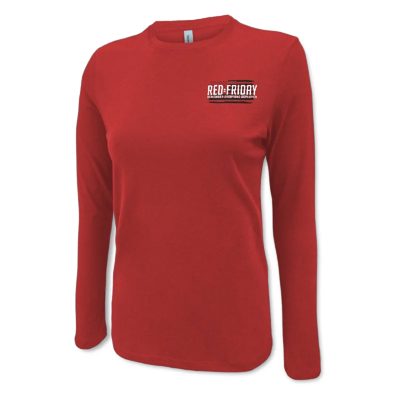 RED Friday Ladies Long Sleeve T-Shirt (Red) Chenille Fabric Brocade Fabric Lace Fabric