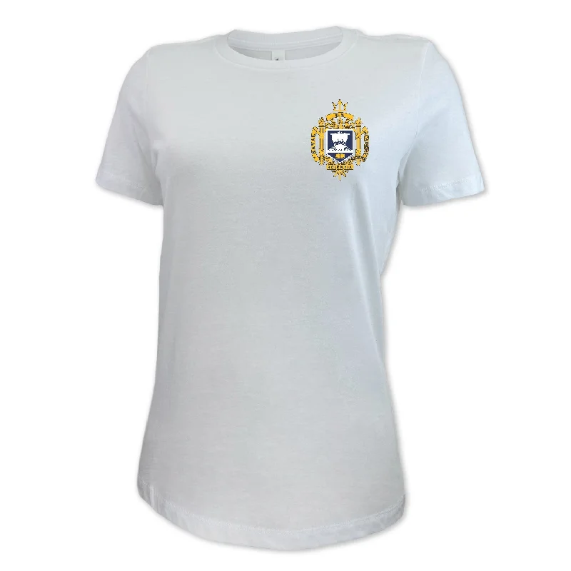 USNA Crest Ladies T-Shirt Cashmere Blend Cotton Blend Poly Blend