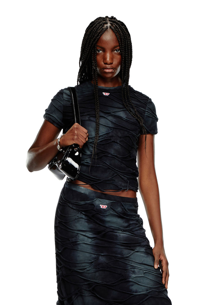 T-shirt with floating strands Silk Blend Satin Velvet