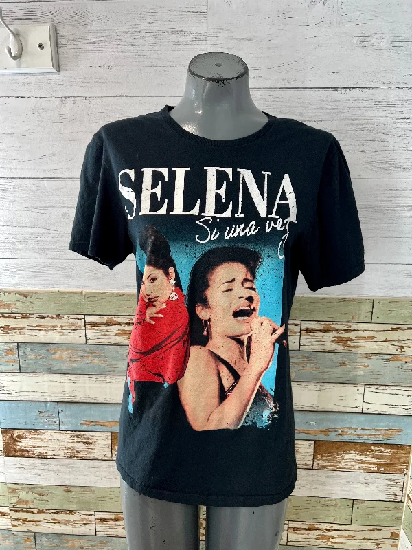 00’s Black Selena Si Una Vez Revival Music T-Shirt Boxy Fit Fitted Loose