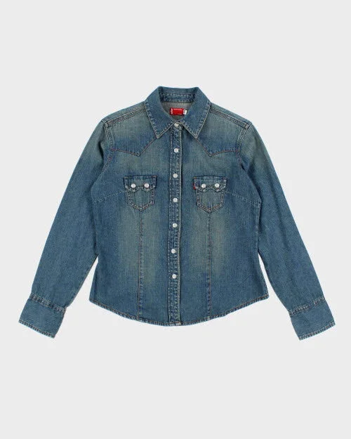 Levi's Western Denim Shirt - M Welt Pockets Slit Pockets Flap Pockets