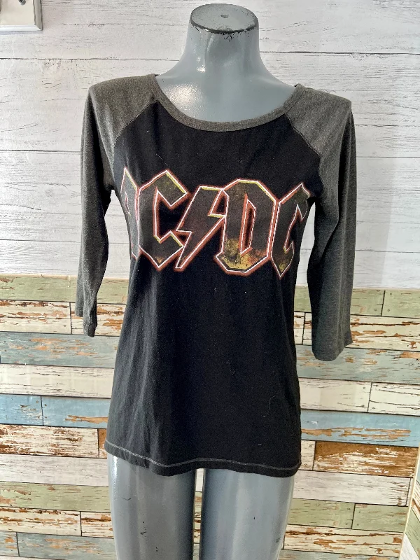 00’s Black & Gray AC/DC Revival 3/4 Sleeve T-Shirt Ribbed T-Shirt High Neck Heavyweight