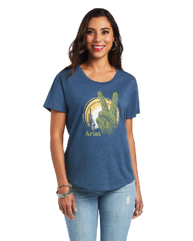 Women's Cactus Peace T-Shirt Fashionable Trendy Casual