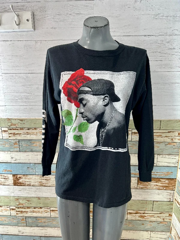 00’s Tupac Shakur Revival Long Sleeve T-Shirt Thin T-Shirt Open Front Quick Dry