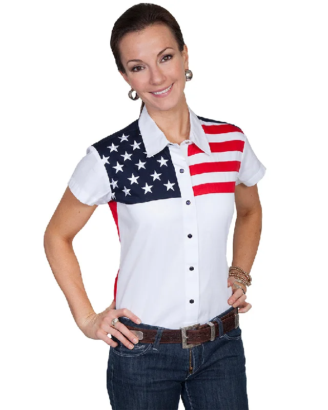 Women's Patriot Block Shirt Houndstooth Herringbone Solid