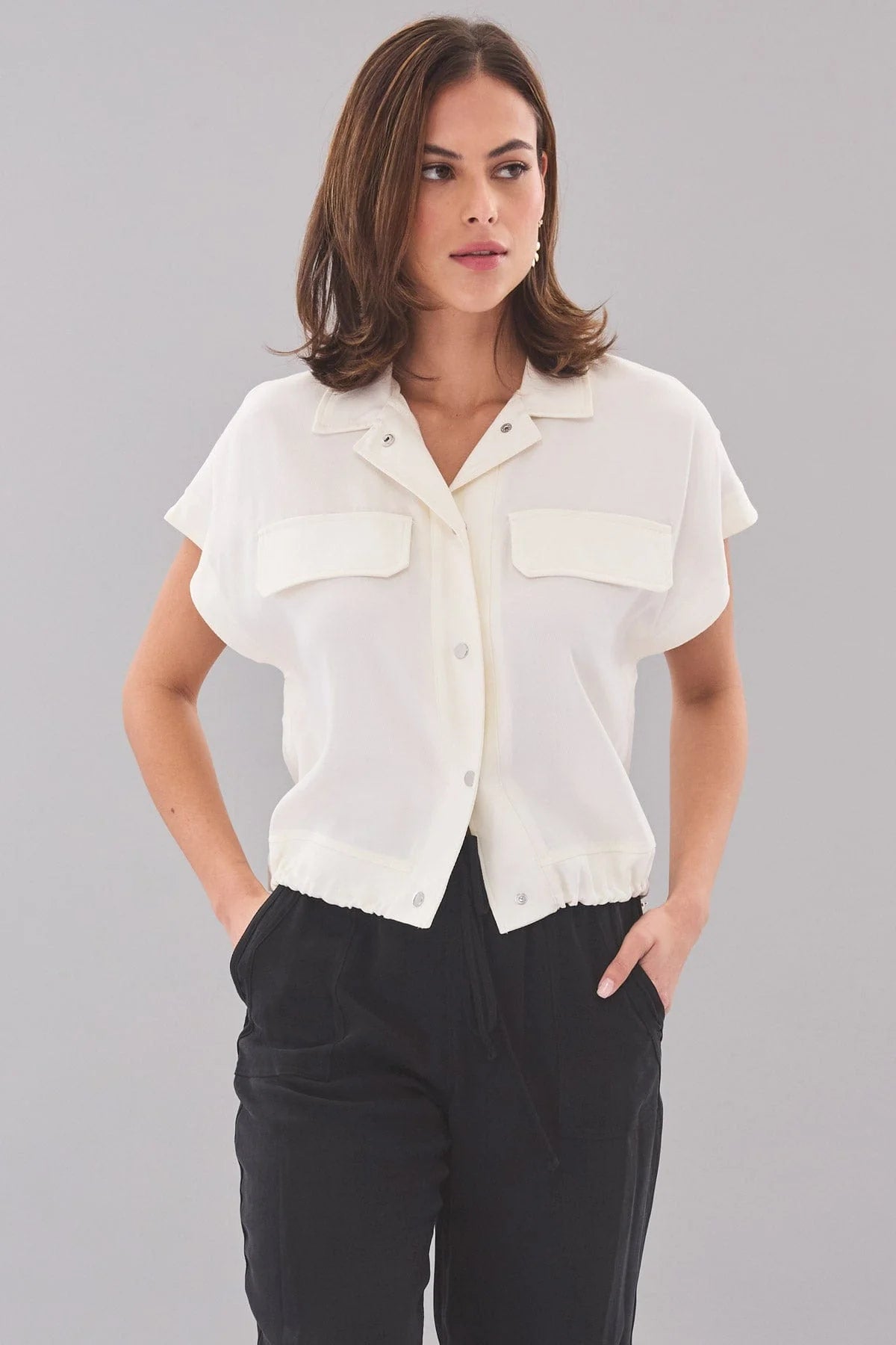 Linen Cargo Shirt Front Pockets Side Pockets Patch Pockets