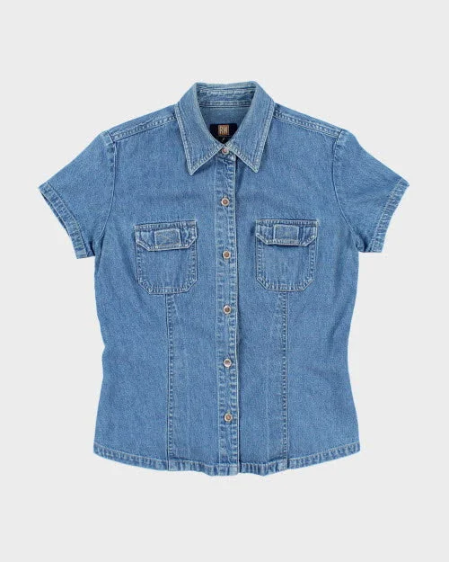 Vintage 90s Denim shirt - M Front Pockets Side Pockets Patch Pockets