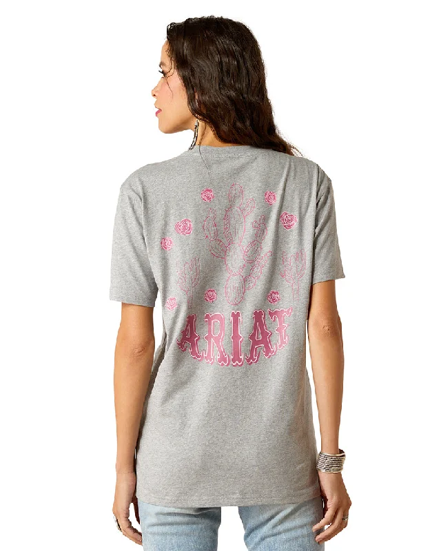 Women's Cactus Rose T-Shirt Mesh Fabric Canvas Fabric Denim Fabric