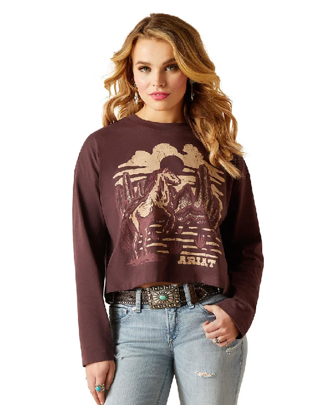 Women's Desert Horse T-Shirt Solid Color Striped Floral