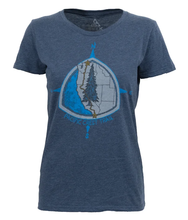 Women's Pacific Crest Trail Thru-Hiker T-shirt Asymmetrical Pockets Print