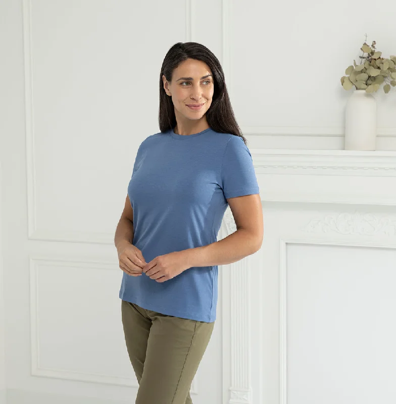 Threshold Crew Neck T-Shirt Standard Fit - Vista Blue Fitted T-Shirt Seamless Stretchy