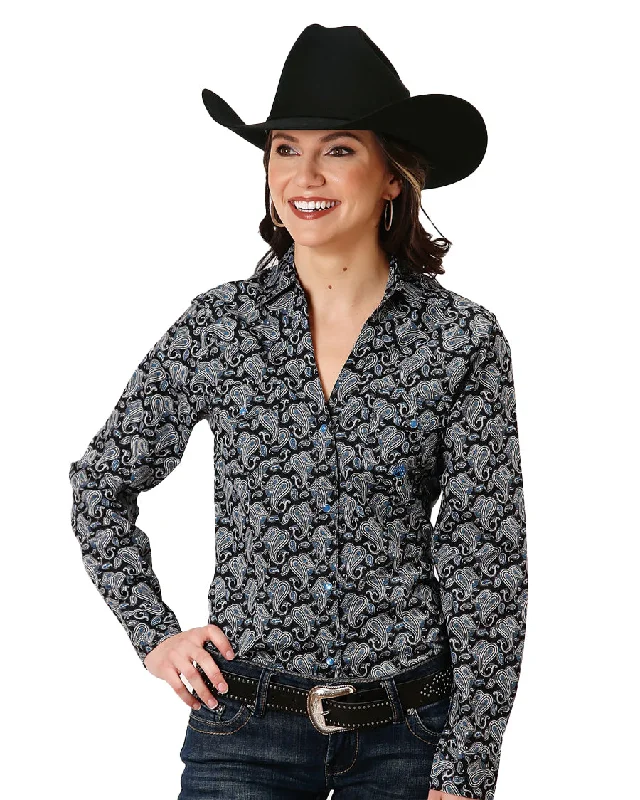 Women's Starry Night Paisley Western Shirt Wool Fabric Cashmere Fabric Tweed Fabric