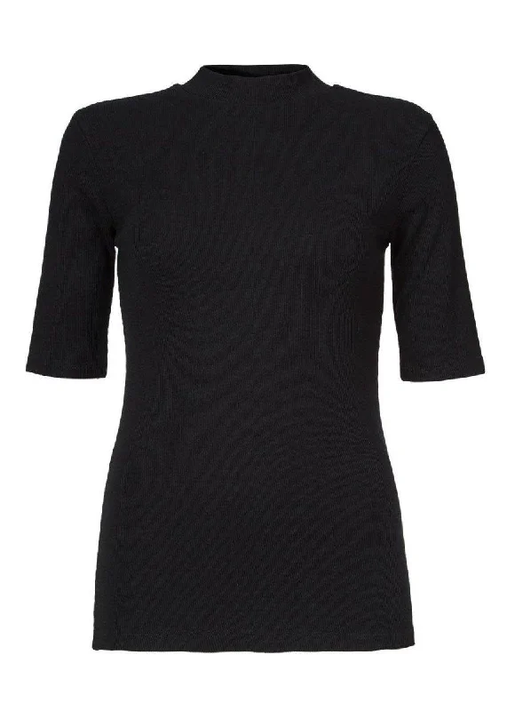 Krown t-shirt - Black Collared Crew Neck Turtle Neck