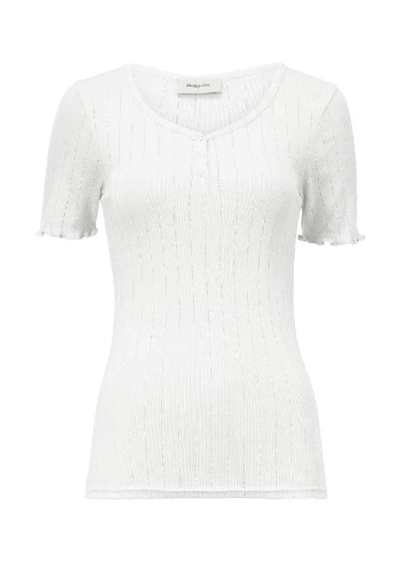 Issy v-neck t-shirt - Off White Striped Floral Plaid