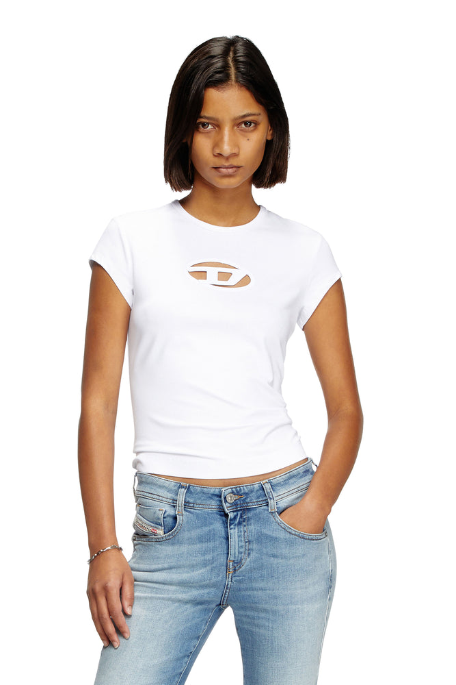 T-shirt with peekaboo logo Mesh Canvas Denim