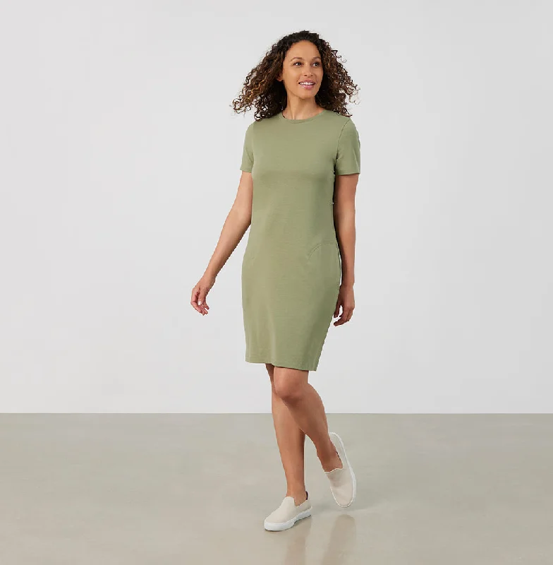 Threshold T-Shirt Dress Standard Fit - Sage Green Striped Floral Plaid