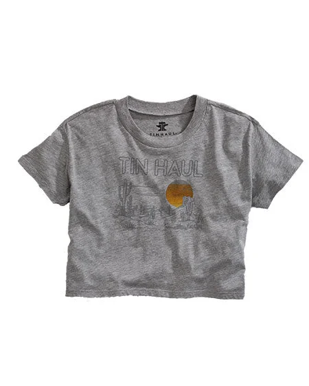Women's Desert Scenery Cropped T-Shirt Houndstooth Herringbone Solid