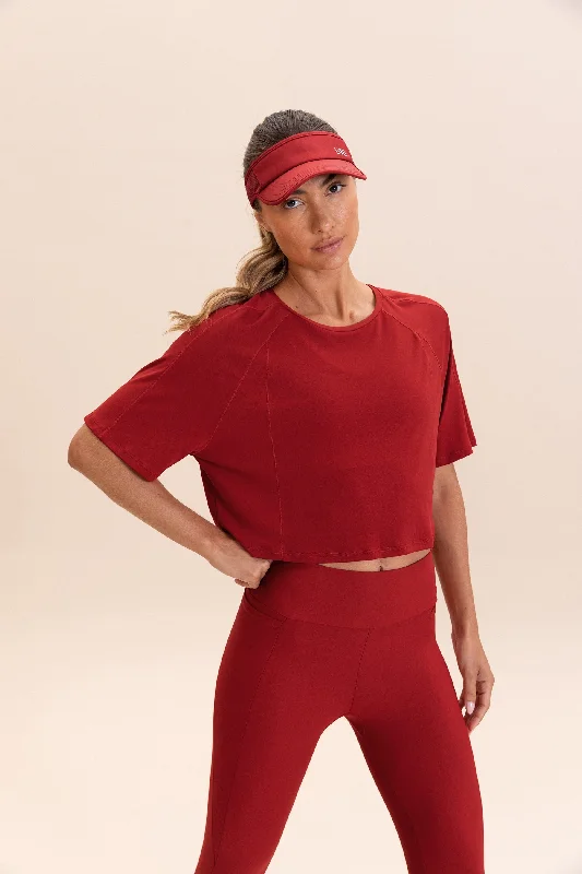 Crop Bio Stretch T-shirt Notch Collar Peter Pan Collar Cowl Neck