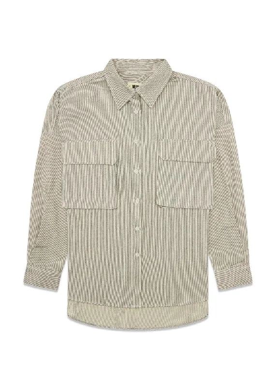 Kendal Cargo Shirt - Off White Zippered Buttoned Snapped