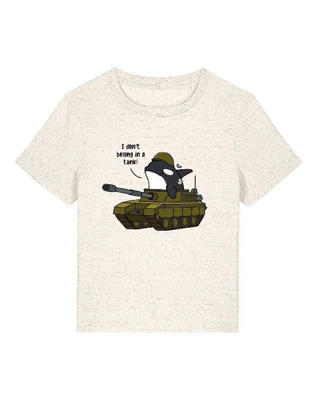 I Don't Belong In A Tank Orca Women's T-Shirt Notch Collar Peter Pan Collar Cowl Neck