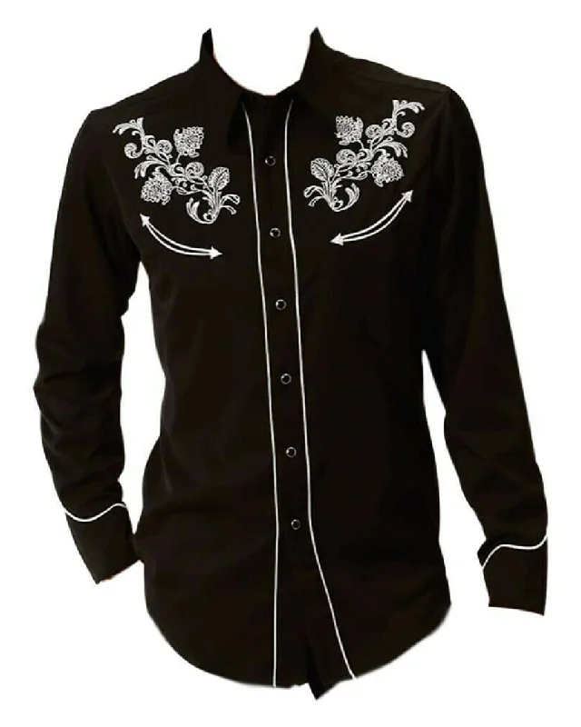 Women's Tooled Floral Western Shirt Sequined Glittery Shiny