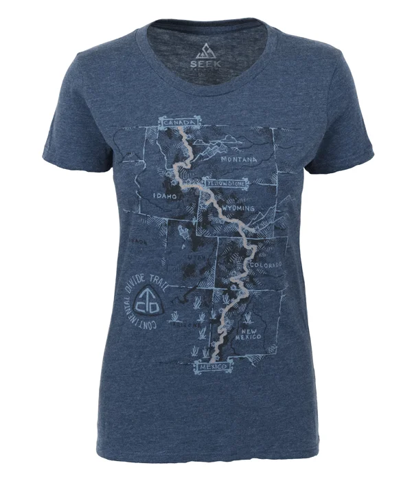 Women's Continental Divide Trail - Trail Map T-shirt Cozy Warm Stylish