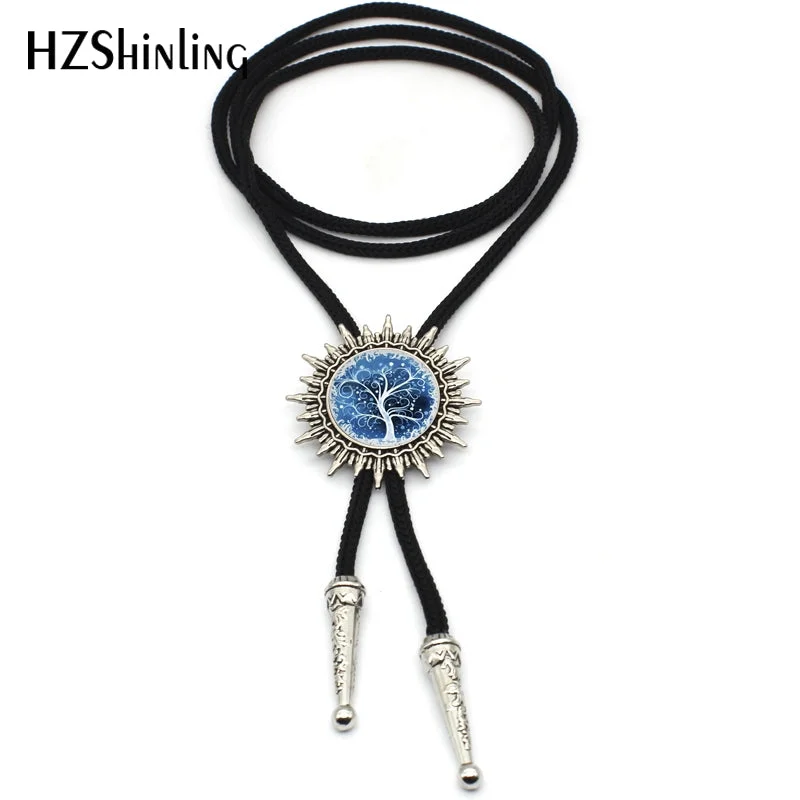 2017 New Colorful Trees Cowboy Bolo Tie Vintage Tree of Life Neck Tie Slide Glass Photo Jewelry Shirt Accessory for Men Women Asymmetrical Pockets Print