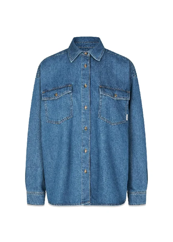 KenaMD shirt - Medium Blue Chenille Brocade Lace