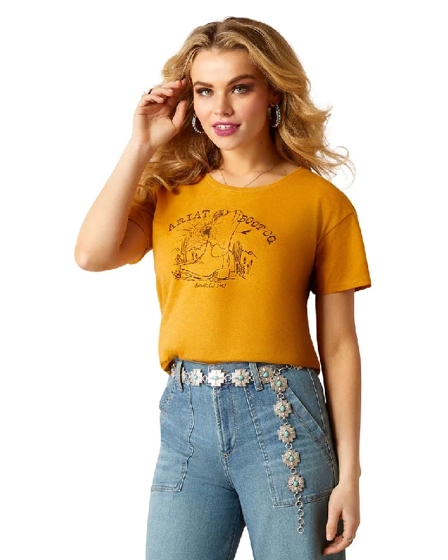 Women's Ariat Bootscape T-Shirt Nylon Fabric Polyester Fabric Spandex Fabric