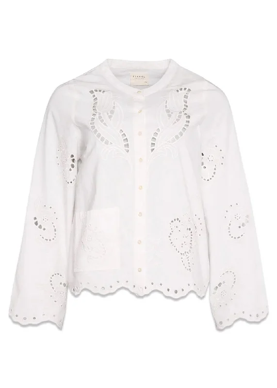 Cecilie Organic Cotton Shirt - Ecru Rayon Velvet Corduroy