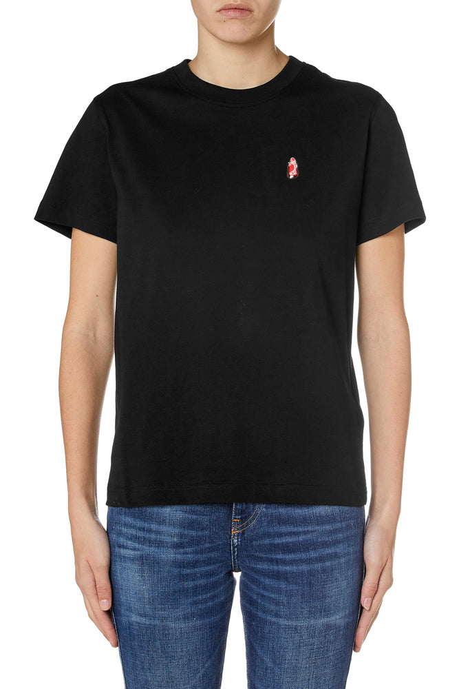 T-shirt with water-drop logo detail Seamless Knitted Crochet