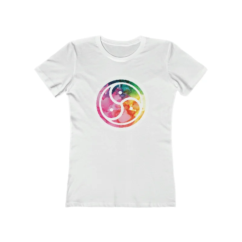 Watercolor Rainbow BDSM Emblem Femme Fit T-Shirt Cotton Fabric Linen Fabric Terry Fabric