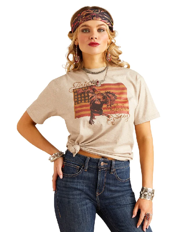 Women's Flag Rodeo Quincy T-Shirt Fitted T-Shirt Seamless Stretchy