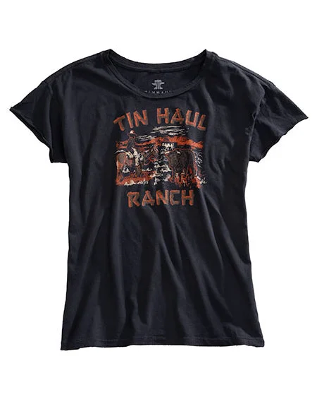 Women's Ranch Scene Screen Print T-Shirt Print Jacquard Patchwork