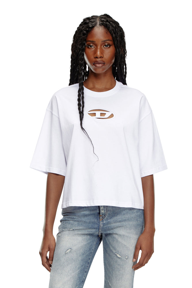 Boxy T-Shirt With Cut-Out Oval D Logo Anti-Shrink Durable Soft