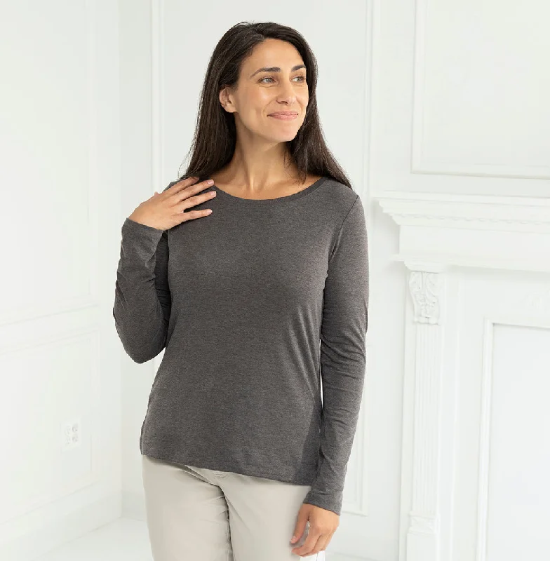 Threshold Crew Neck Long Sleeve T-Shirt Standard Fit - Hurricane Grey Print Jacquard Patchwork