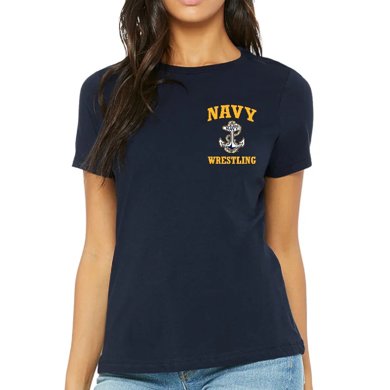 Navy Anchor Wrestling Ladies T-Shirt Fleece Fabric Down Fabric Feather Fabric