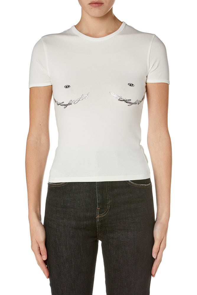 T-Shirt With Metallic Bust Print Cozy Warm Stylish