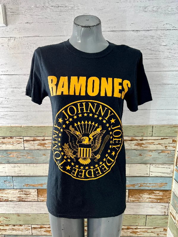 00’s Black & Yellow Ramones Revival Music T-Shirt Fitted T-Shirt Seamless Stretchy