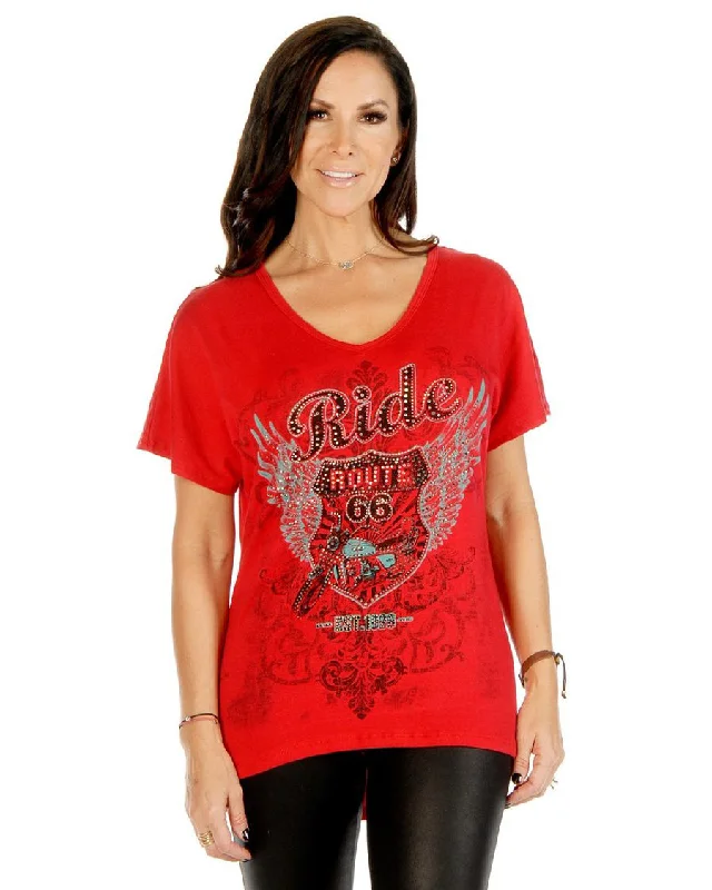 Women's Ride On Goldwing T-Shirt Embroidered Appliqued Beaded