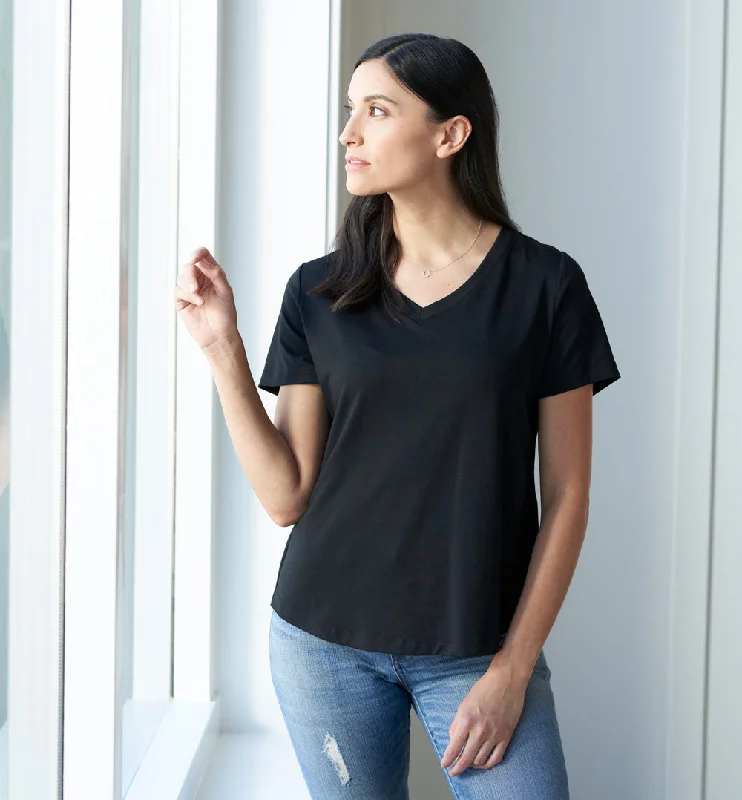 Threshold V-Neck T-Shirt Standard Fit - Onyx Black V-Neck T-Shirt Long Sleeve Cotton