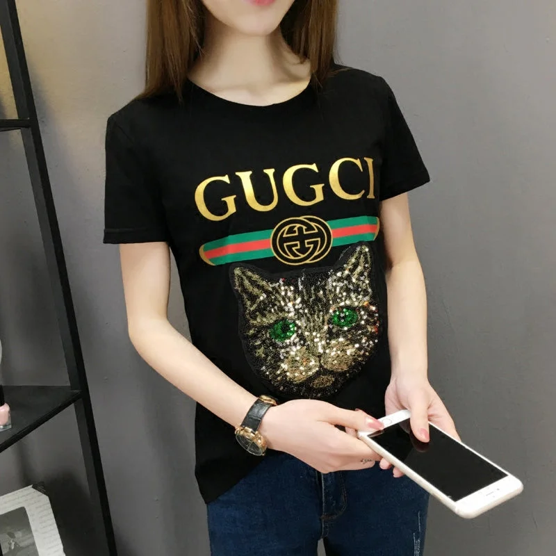 women summer t shirt 2018 fashion lady print t-shirt sexy female brand tees top slim fit Girls short sleeve casual tshirt grey Chenille Blend Fleece Blend Nylon Blend