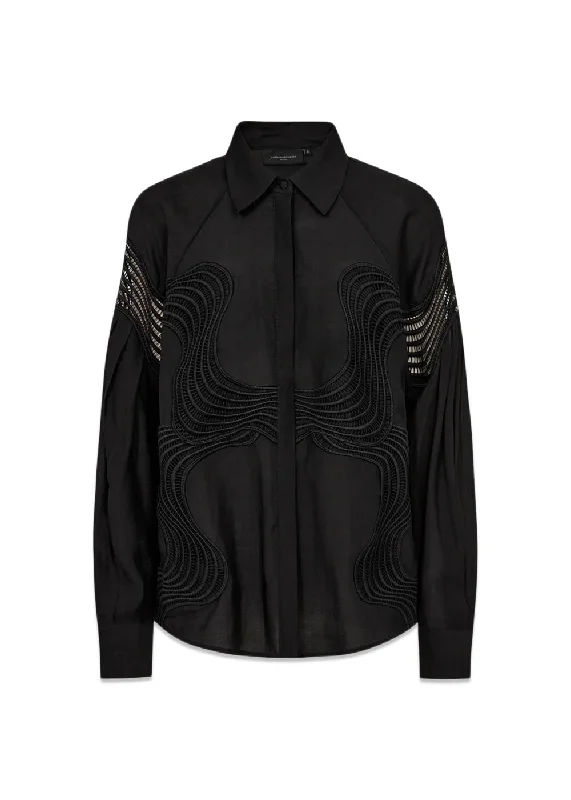 CMMOLLY-SHIRT - Black Thin T-Shirt Open Front Quick Dry
