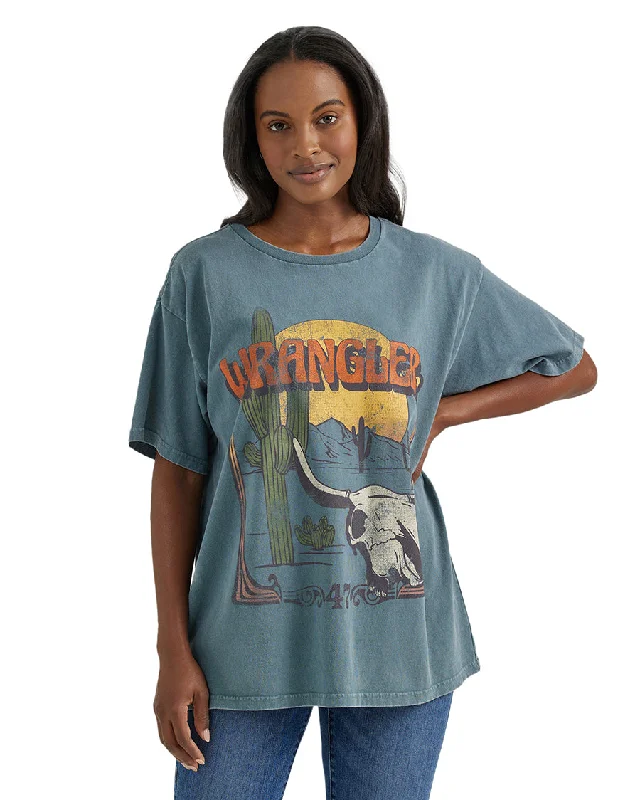 Women's Graphic Short Sleeve Oversized Fit T-Shirt Rayon Velvet Corduroy