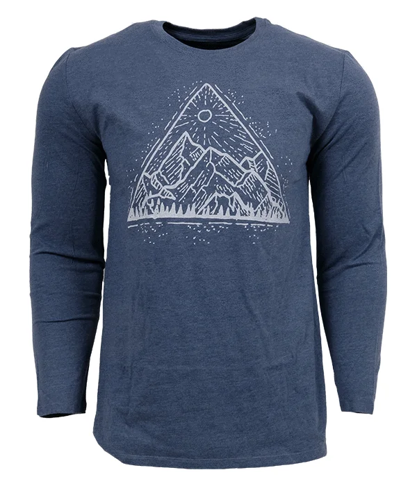 Unisex Mountain View Long Sleeve T-shirt Silk Blend Satin Velvet
